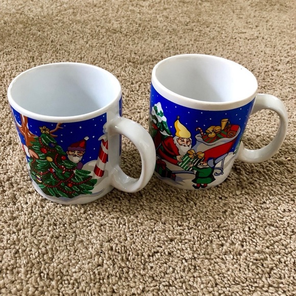 Sue Zipkin Blue Holiday Christmas Coffee Mug Set. - Picture 9 of 9